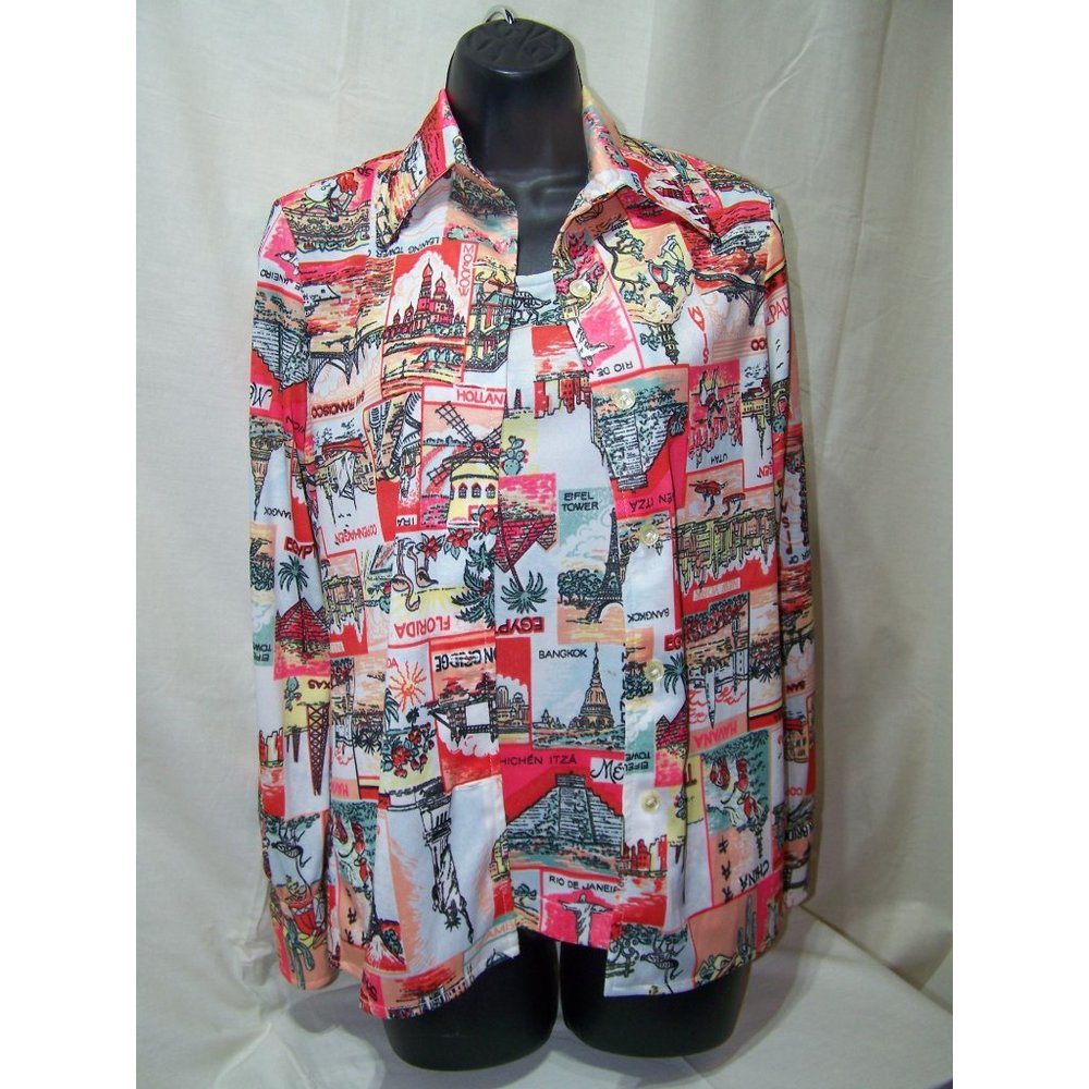 Vintage Top Twinset David Smith Country Geography 12 Blouse